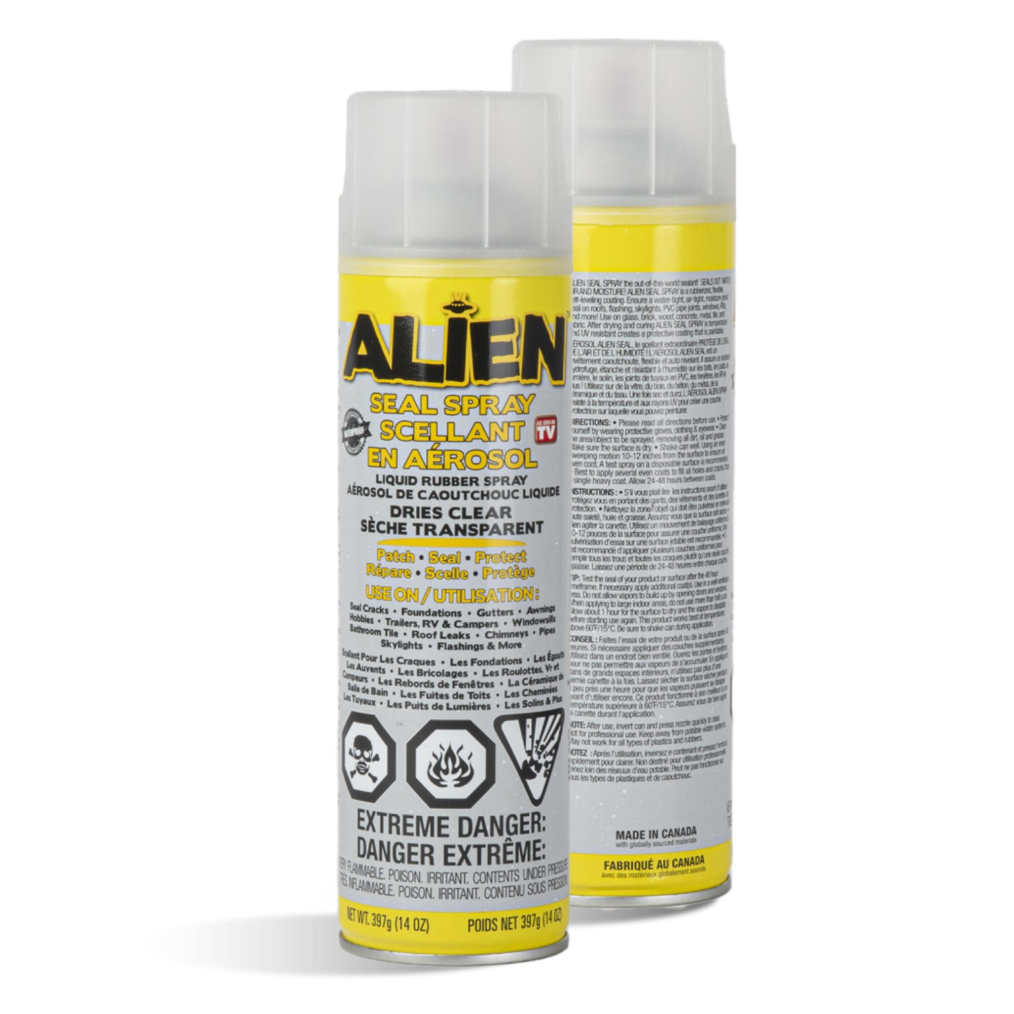 Alien Seal Spray, 14 oz Can, Liquid Rubber Sealant, Seals Leaks, Waterproof, Dries Clear